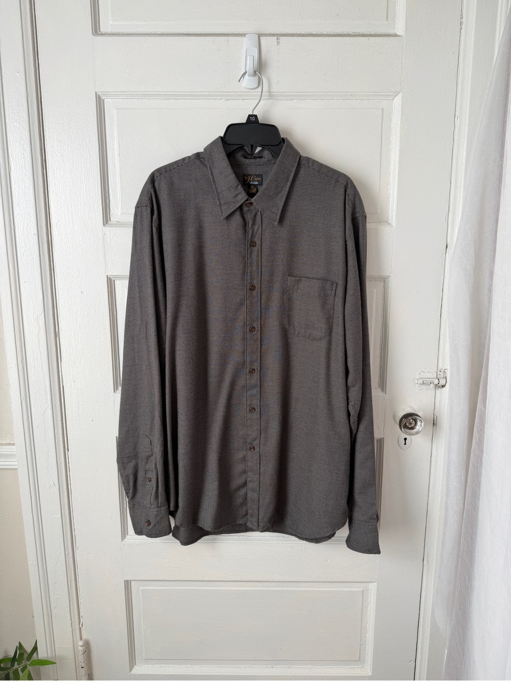J.Crew Mens Cotton Cashmere Long Sleeve Button Down Shirt Checkered Print XL